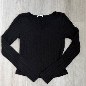 Full Tilt Black Ribbed Long Sleeve Top girls size large